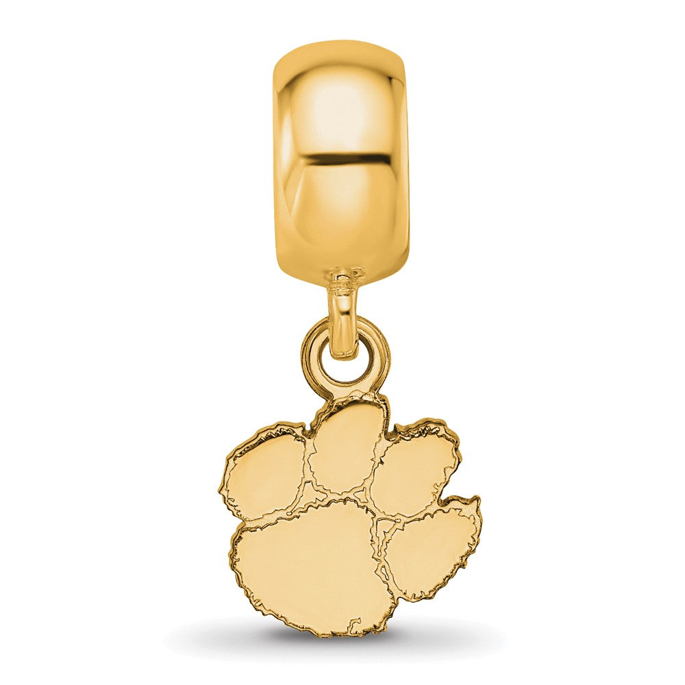 Sterling Silver Gold-plated Clemson University Tiger Paw Extra Small Dangle Bead Charm