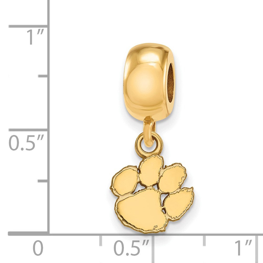 Sterling Silver Gold-plated Clemson University Tiger Paw Extra Small Dangle Bead Charm