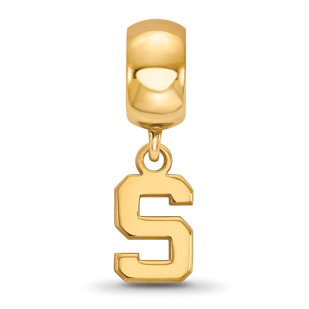 Sterling Silver Gold-plated Michigan State University Letter S Extra Small Dangle Bead Charm