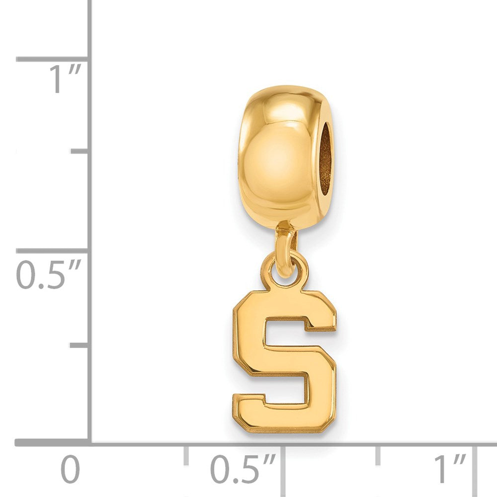 Sterling Silver Gold-plated Michigan State University Letter S Extra Small Dangle Bead Charm