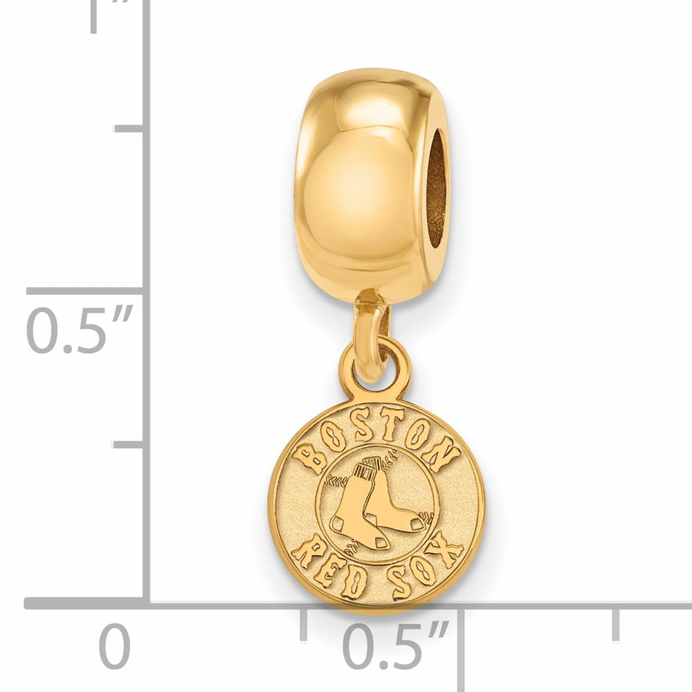 Sterling Silver Gold-plated MLB Boston Red Sox Extra Small Dangle Bead