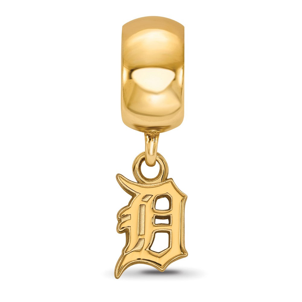 Sterling Silver Gold-plated MLB Detroit Tigers Letter D Extra Small Dangle Bead