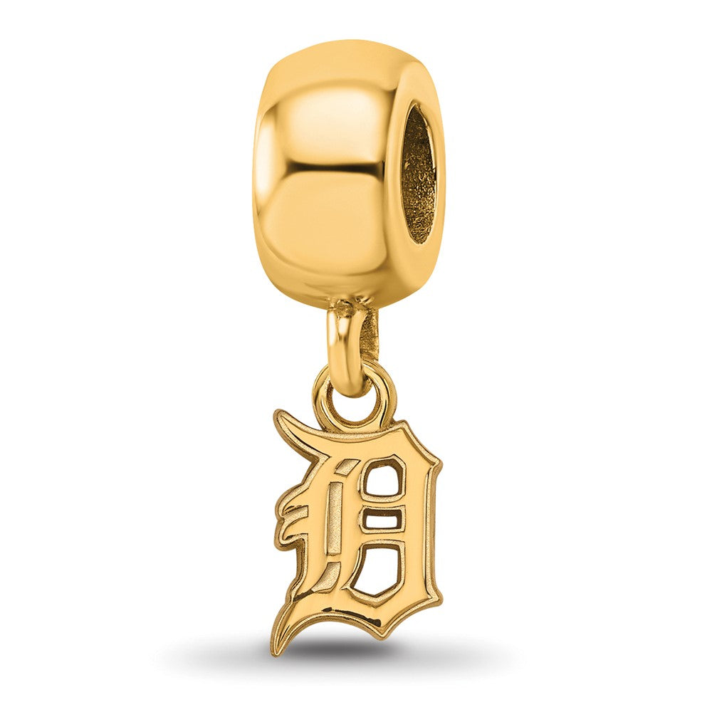 Sterling Silver Gold-plated MLB Detroit Tigers Letter D Extra Small Dangle Bead