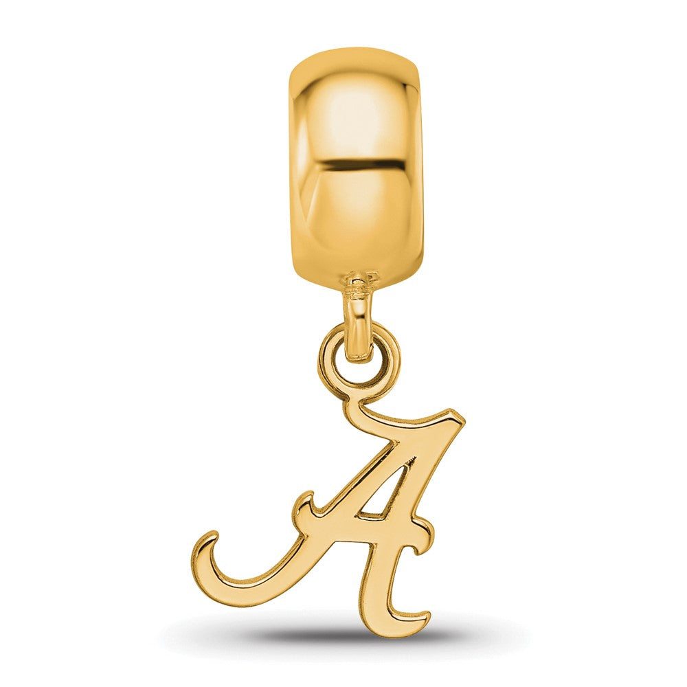 Sterling Silver Gold-plated University of Alabama Letter A Extra Small Dangle Bead Charm