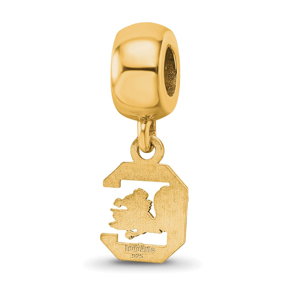 Sterling Silver Gold-plated University of South Carolina Extra Small Dangle Bead Charm