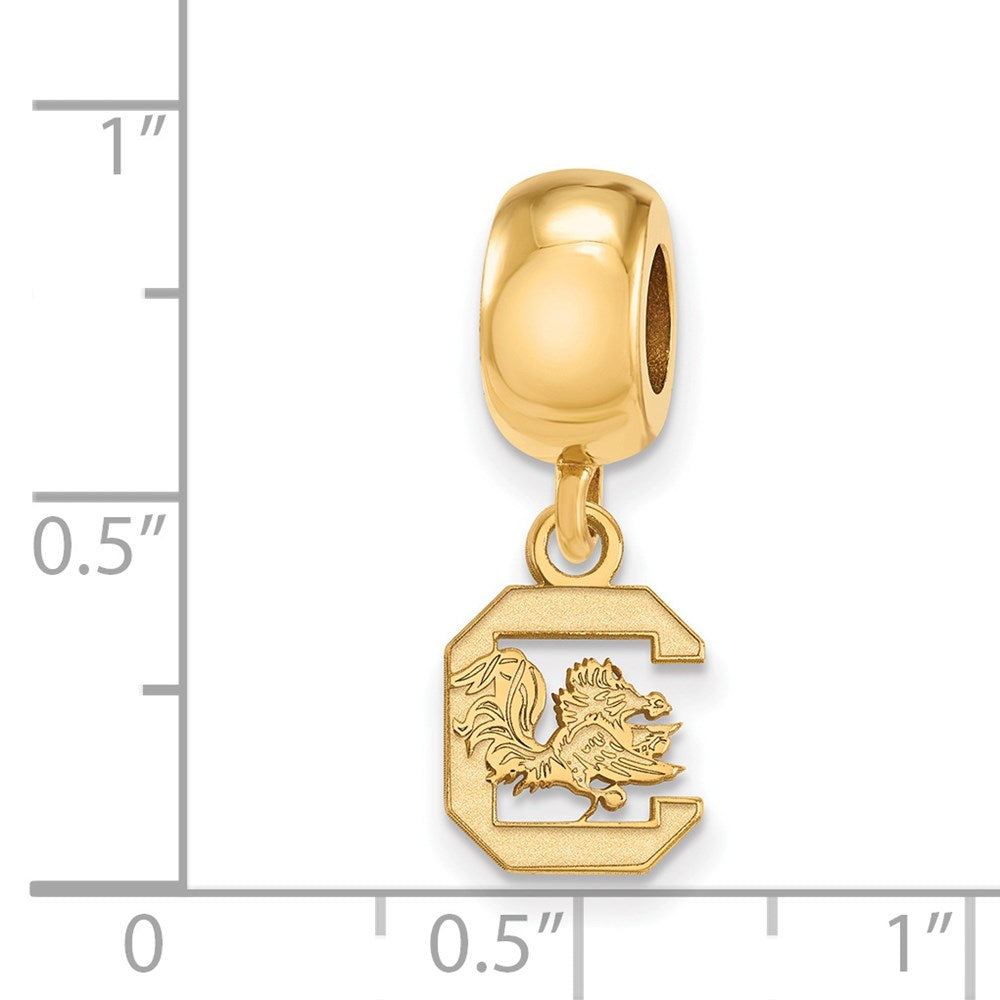 Sterling Silver Gold-plated University of South Carolina Extra Small Dangle Bead Charm