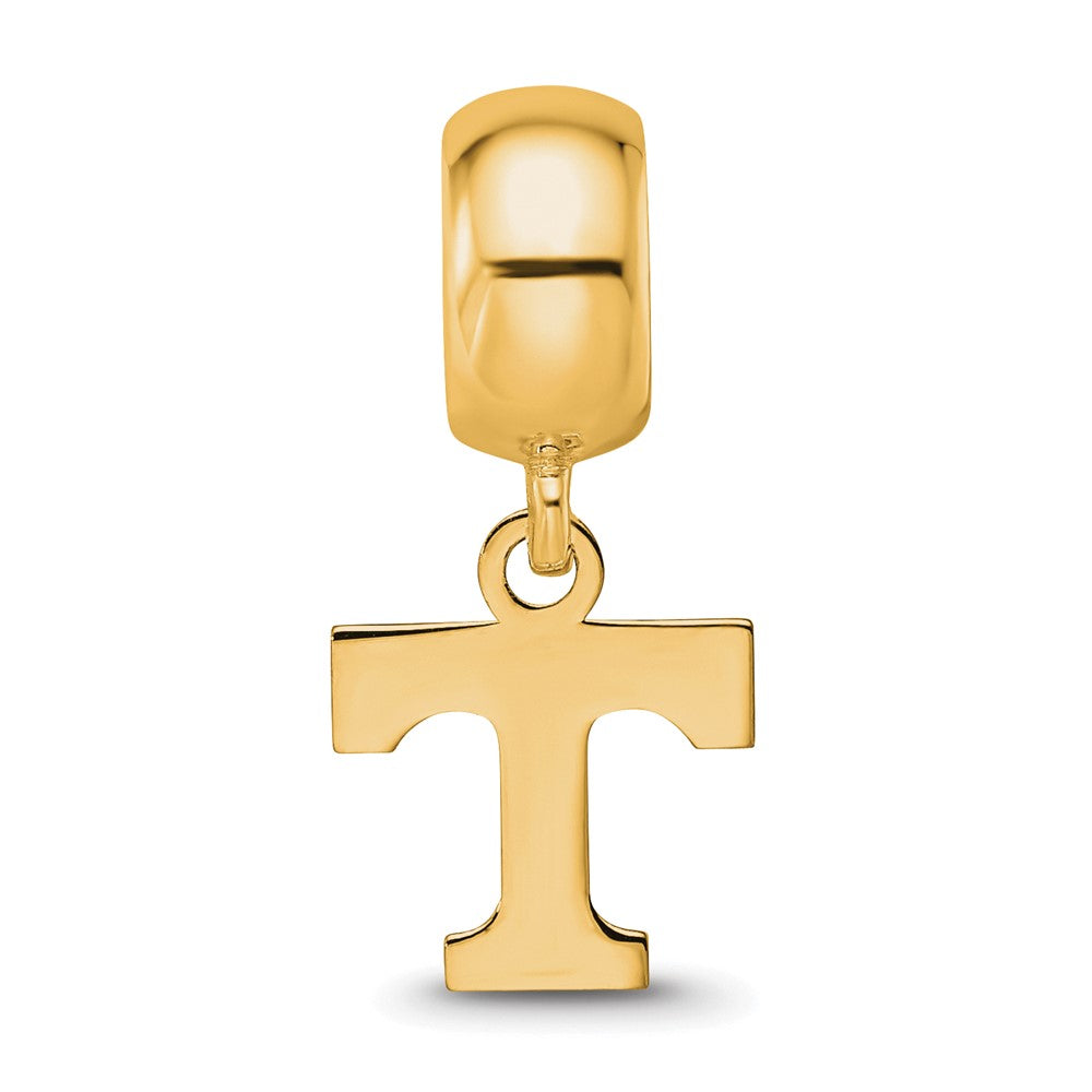 Sterling Silver Gold-plated University of Tennessee Letter T Extra Small Dangle Bead Charm