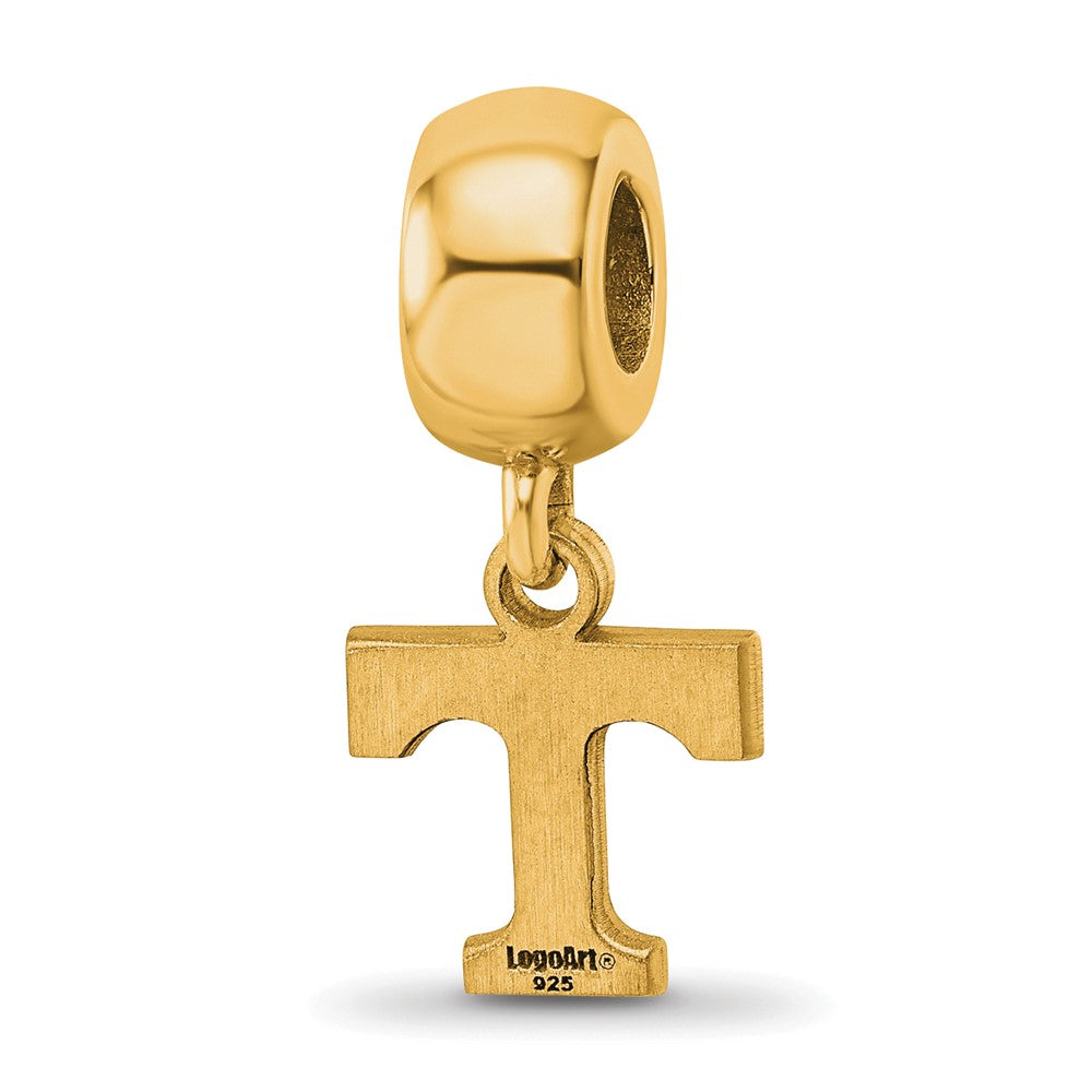 Sterling Silver Gold-plated University of Tennessee Letter T Extra Small Dangle Bead Charm