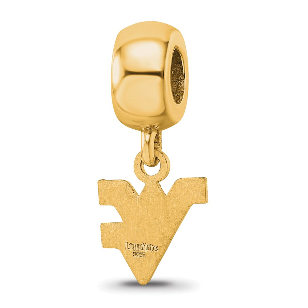 Sterling Silver Gold-plated West Virginia University W-V Extra Small Dangle Bead Charm