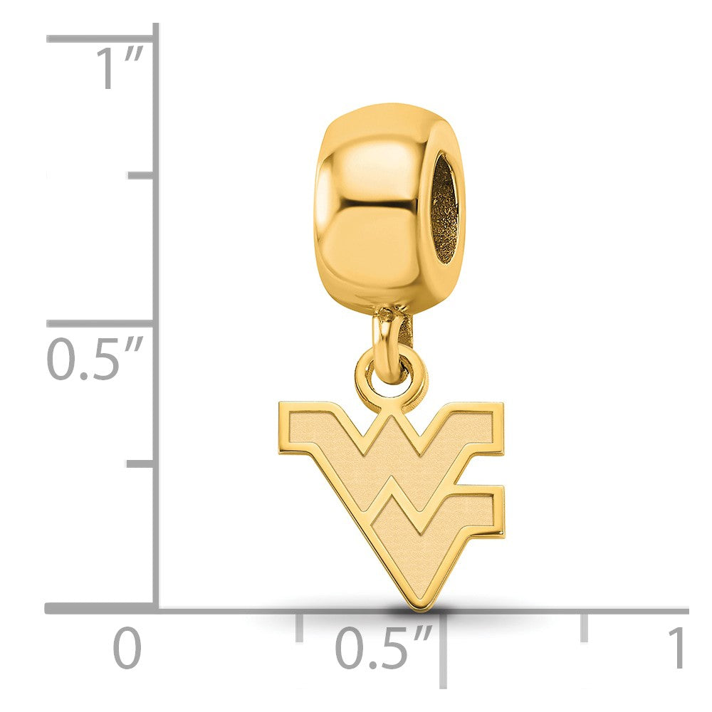 Sterling Silver Gold-plated West Virginia University W-V Extra Small Dangle Bead Charm