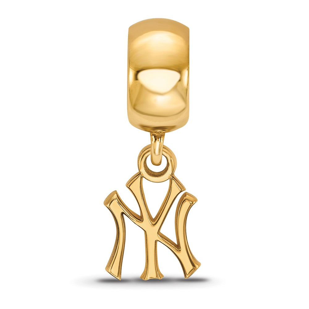 Sterling Silver Gold-plated MLB New York Yankees N-Y Extra Small Dangle Bead