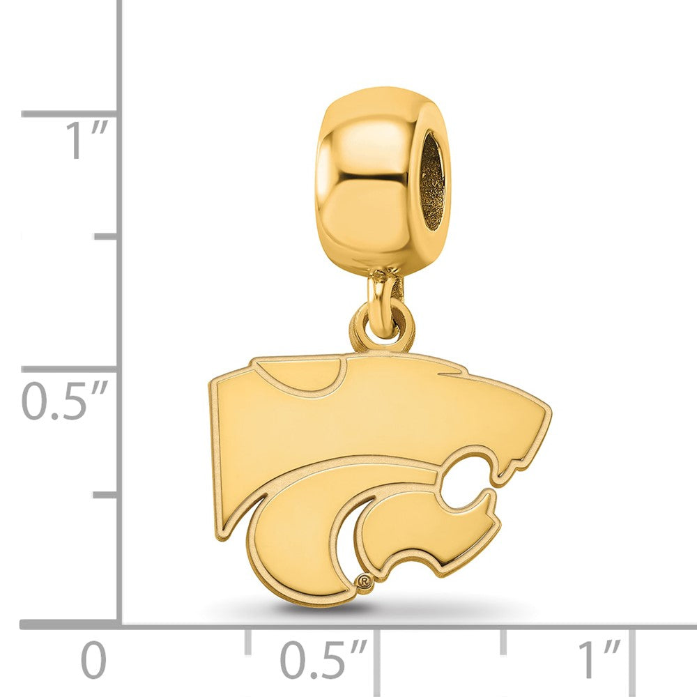 Sterling Silver Gold-plated Kansas State University Wildcat Small Dangle Bead Charm