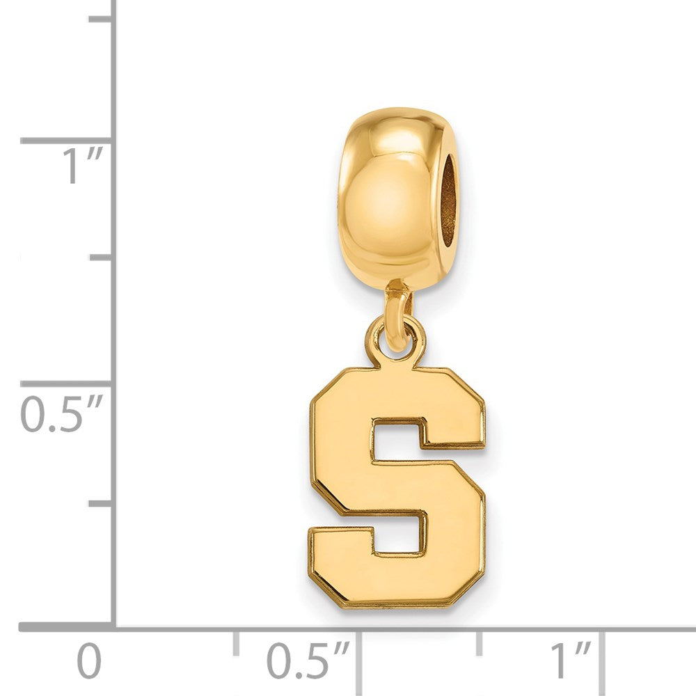 Sterling Silver Gold-plated Michigan State University Letter S Small Dangle Bead Charm