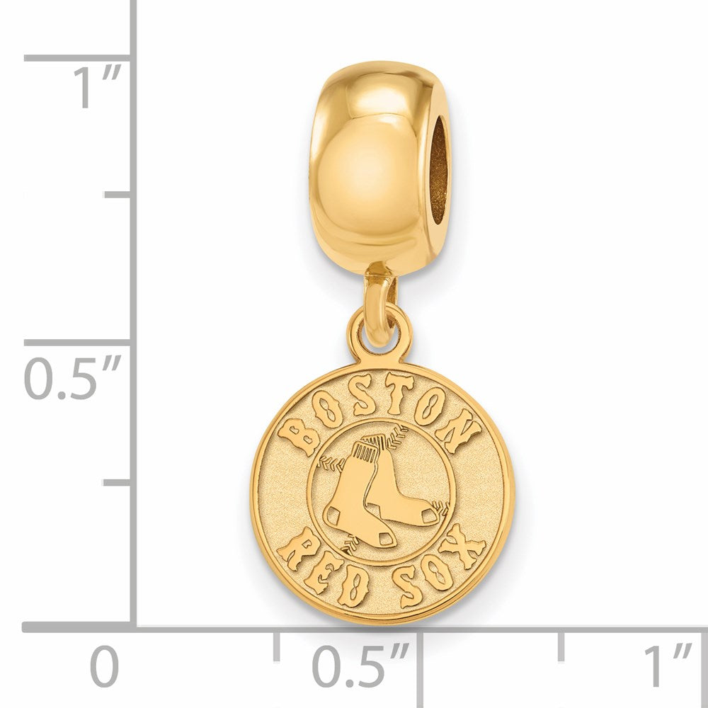 Sterling Silver Gold-plated MLB Boston Red Sox Small Dangle Bead