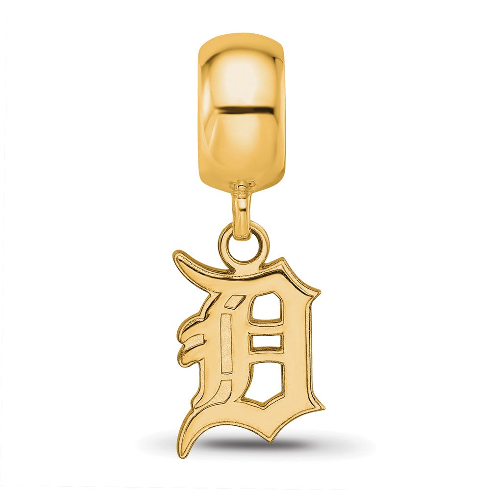 Sterling Silver Gold-plated MLB Detroit Tigers Letter D Small Dangle Bead