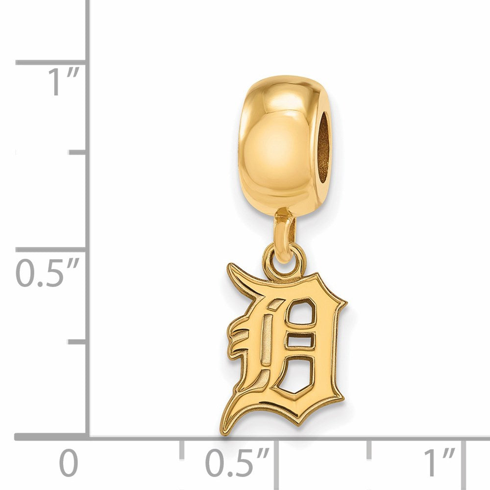 Sterling Silver Gold-plated MLB Detroit Tigers Letter D Small Dangle Bead