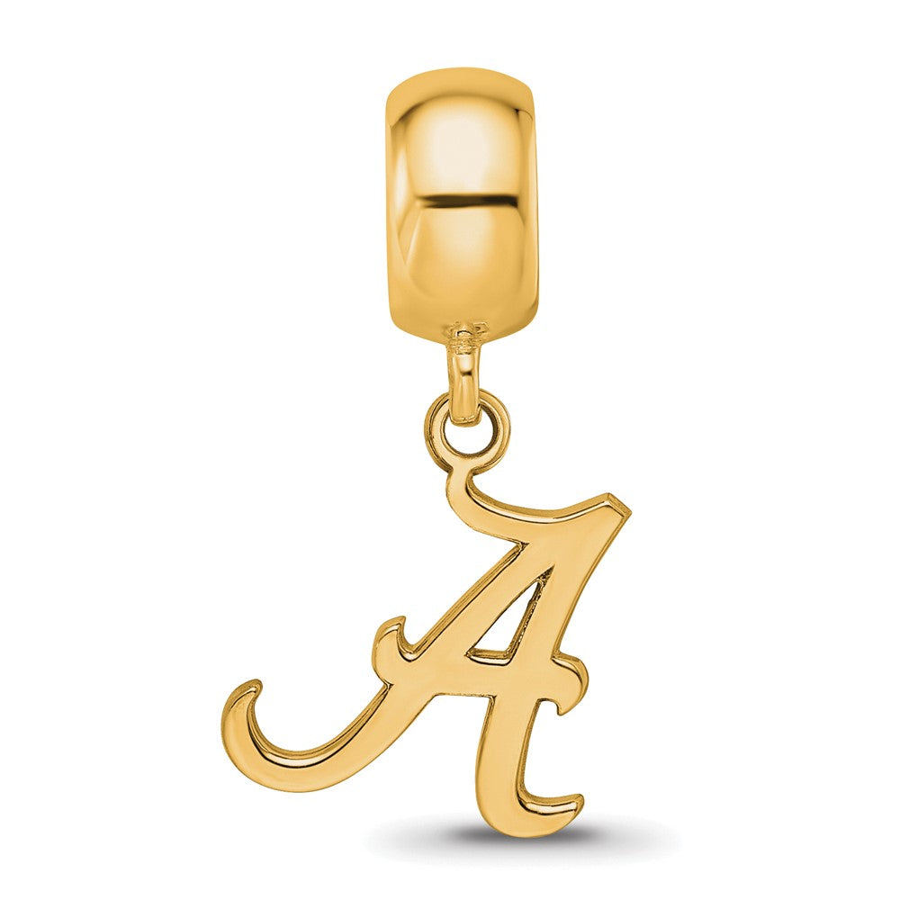 Sterling Silver Gold-plated University of Alabama Letter A Small Dangle Bead Charm