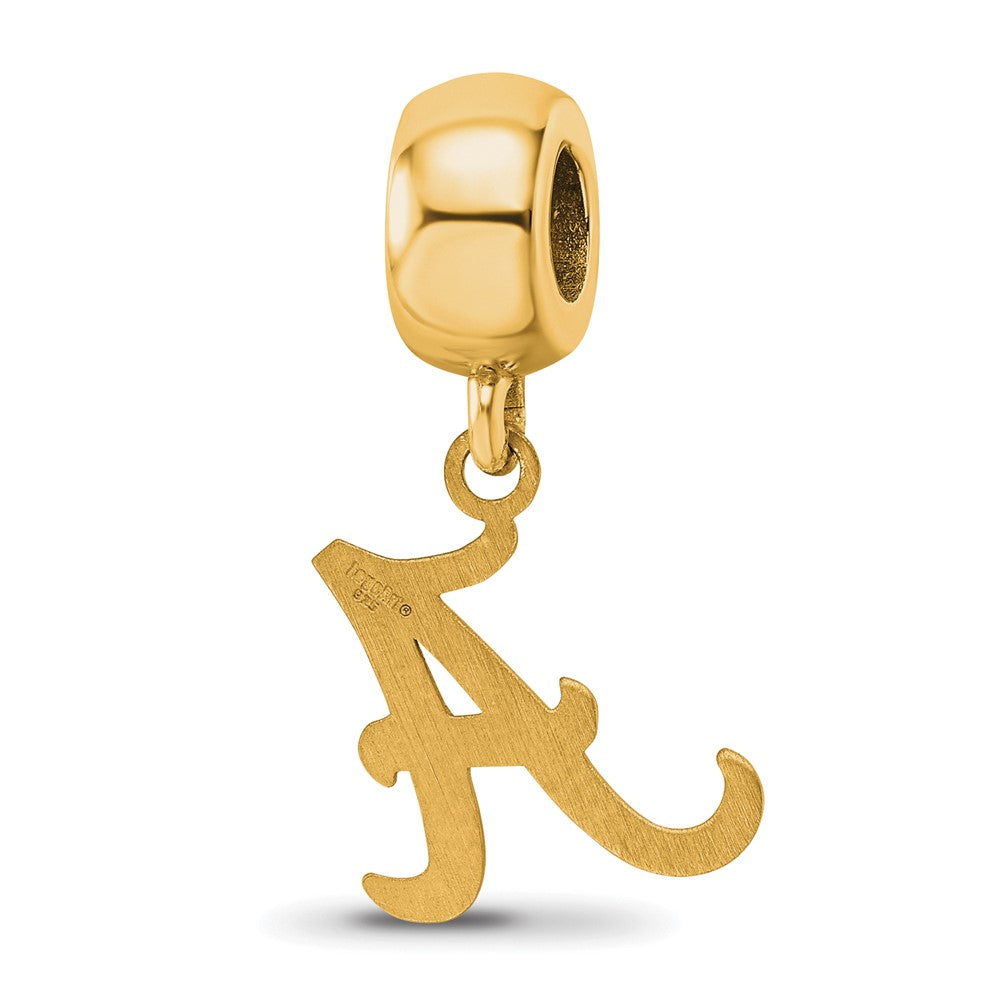 Sterling Silver Gold-plated University of Alabama Letter A Small Dangle Bead Charm
