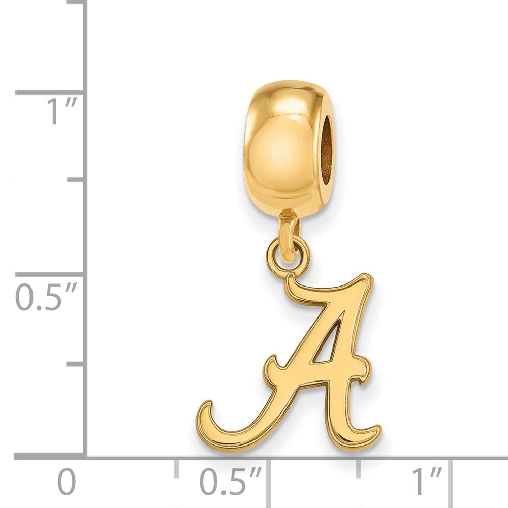 Sterling Silver Gold-plated University of Alabama Letter A Small Dangle Bead Charm