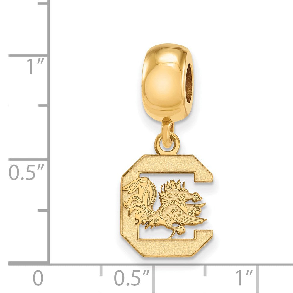 Sterling Silver Gold-plated University of South Carolina Small Dangle Bead Charm