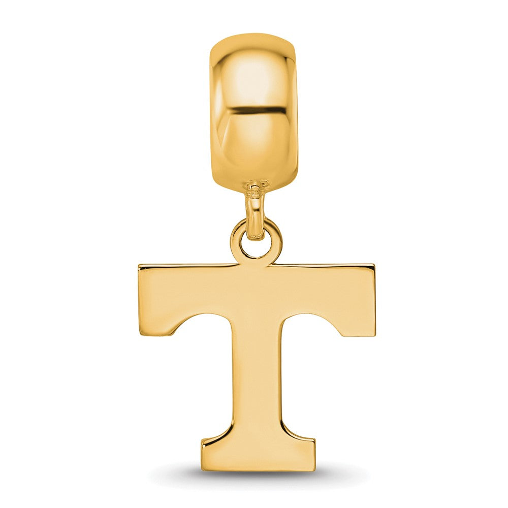 Sterling Silver Gold-plated University of Tennessee Letter T Small Dangle Bead Charm