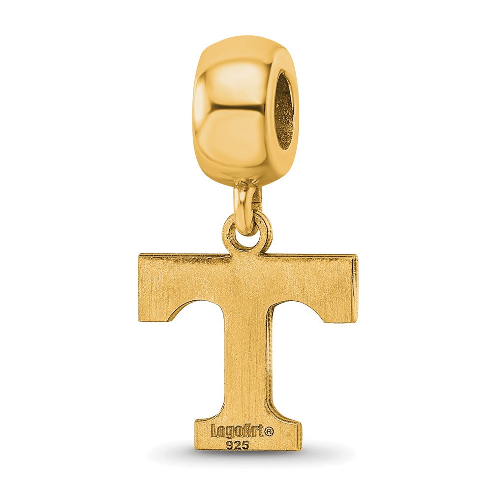 Sterling Silver Gold-plated University of Tennessee Letter T Small Dangle Bead Charm