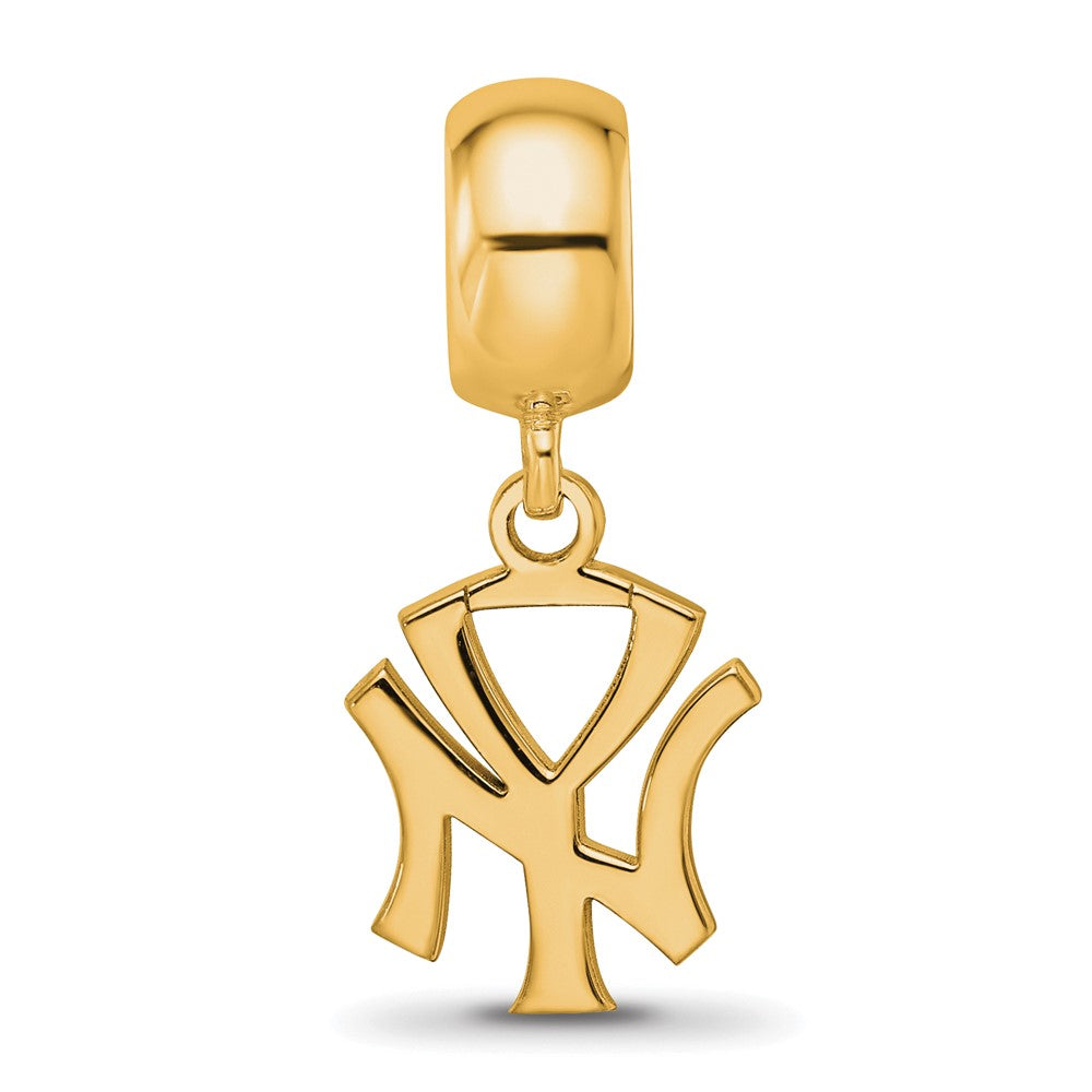 Sterling Silver Gold-plated MLB New York Yankees N-Y Small Dangle Bead
