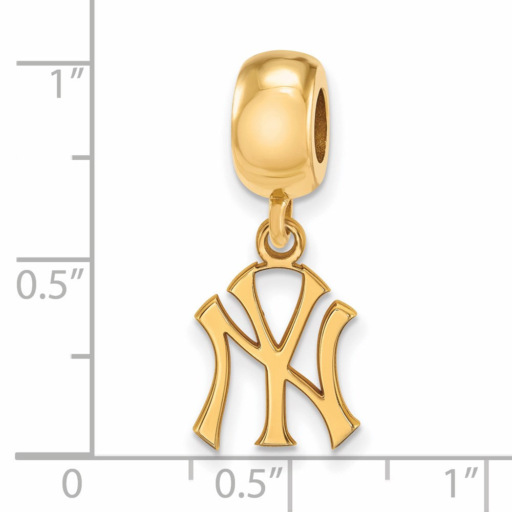Sterling Silver Gold-plated MLB New York Yankees N-Y Small Dangle Bead