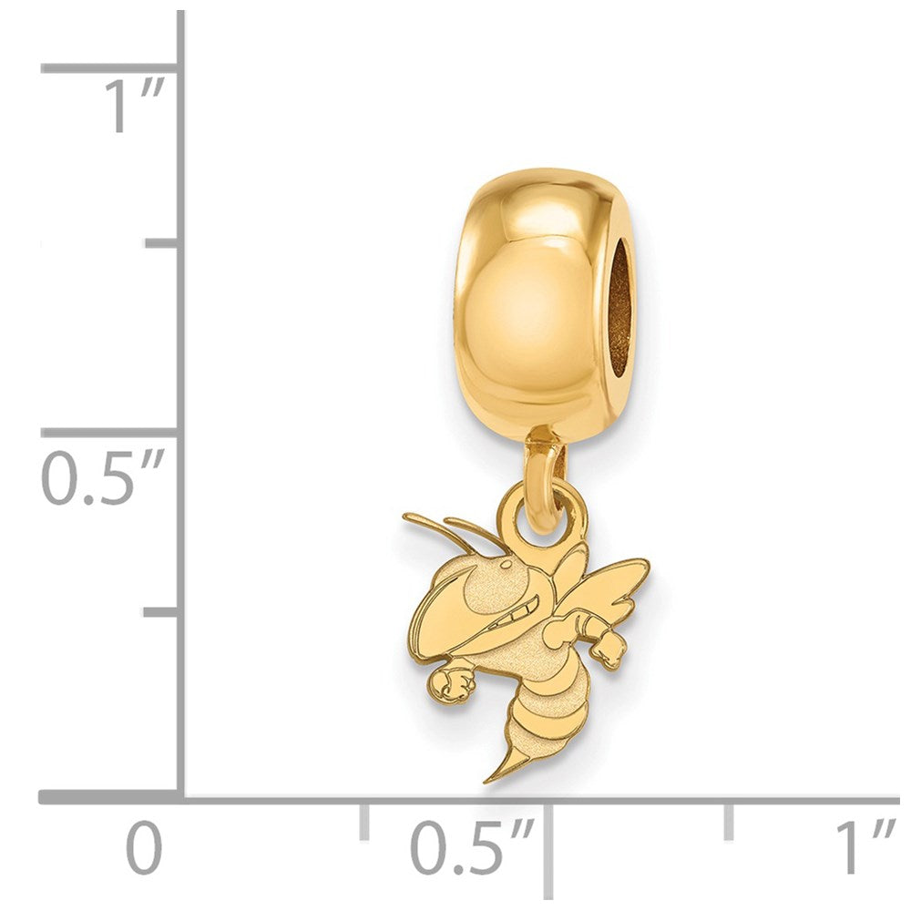 Sterling Silver Gold-plated Georgia Institute of Technology Yellow Jacket Extra Small Dangle Bead Charm
