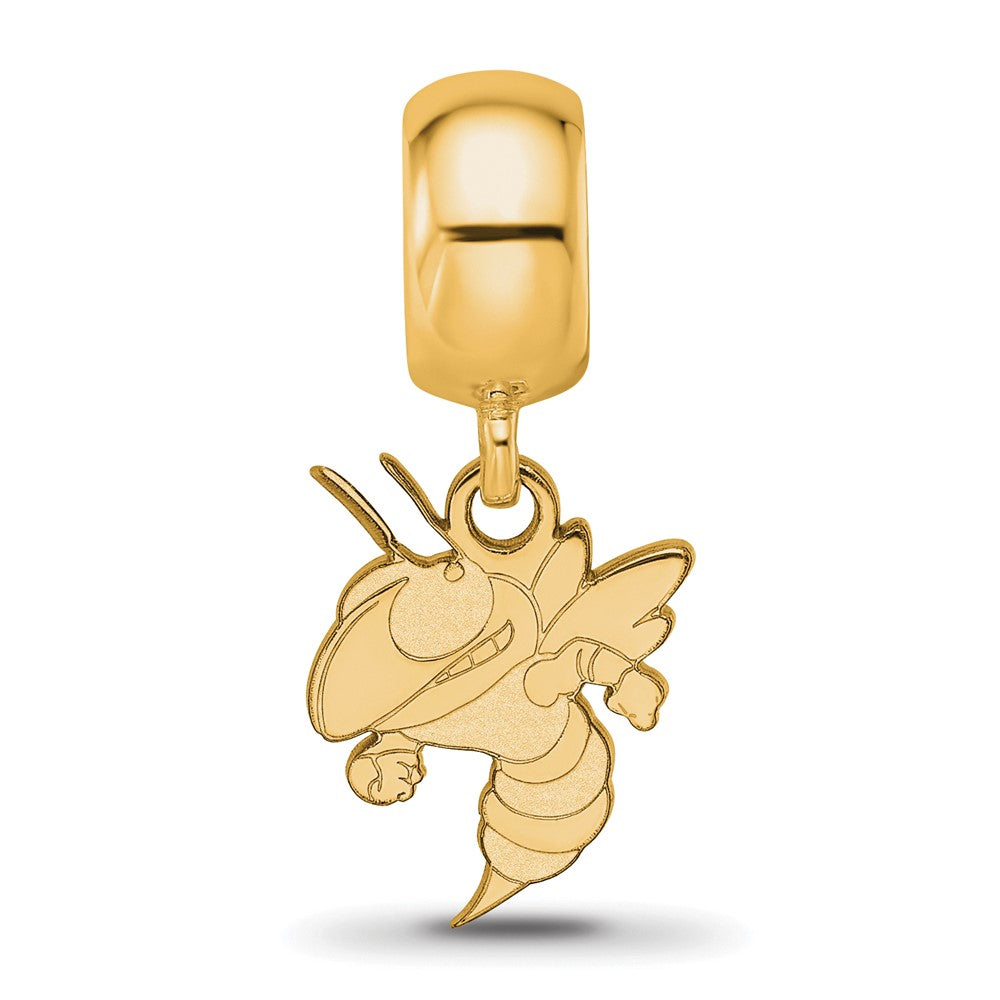 Sterling Silver Gold-plated Georgia Institute of Technology Yellow Jacket Small Dangle Bead Charm