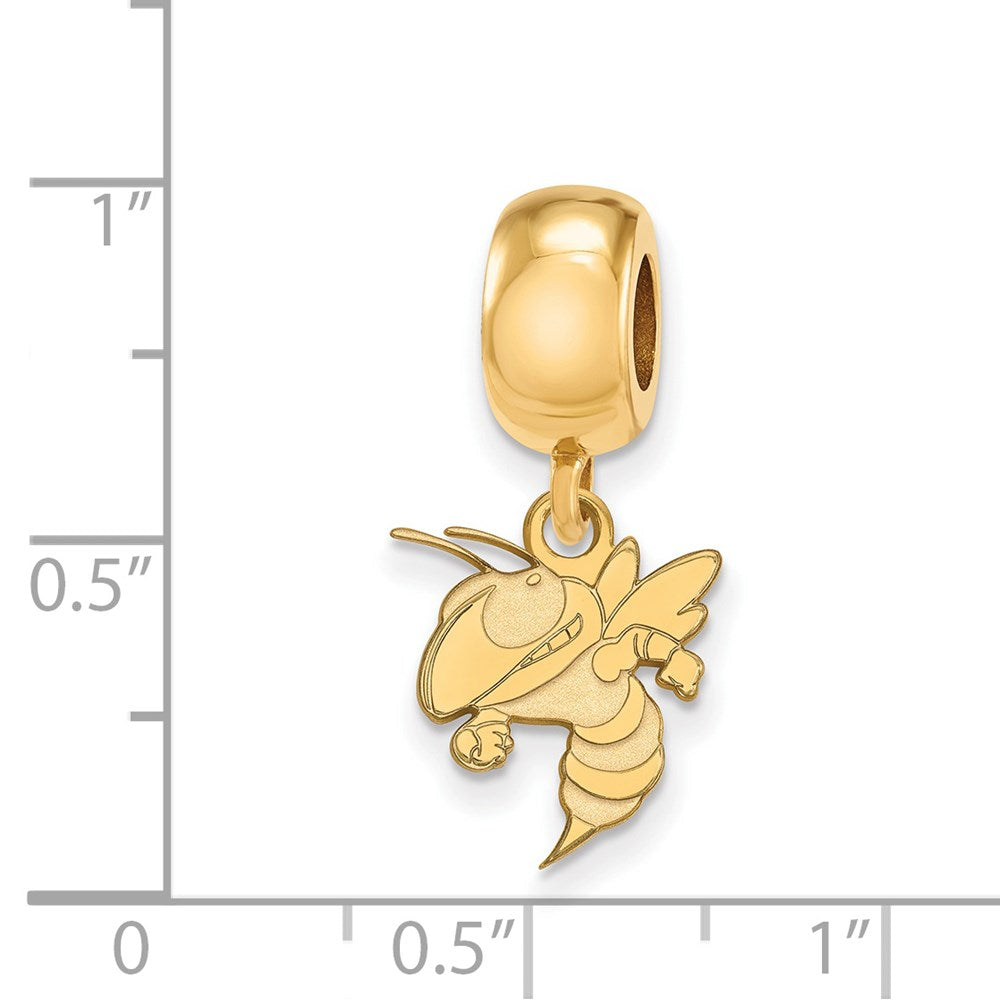 Sterling Silver Gold-plated Georgia Institute of Technology Yellow Jacket Small Dangle Bead Charm