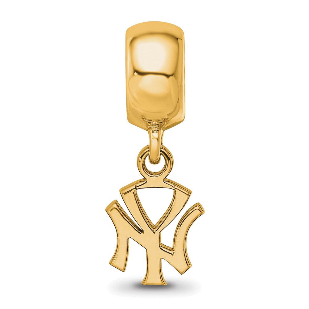 Sterling Silver Gold-plated MLB New York Yankees N-Y Extra Small Dangle Bead