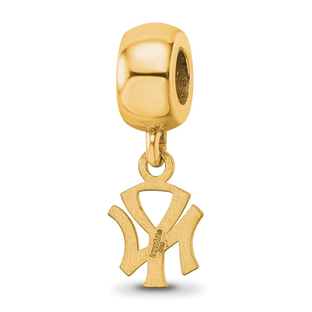 Sterling Silver Gold-plated MLB New York Yankees N-Y Extra Small Dangle Bead