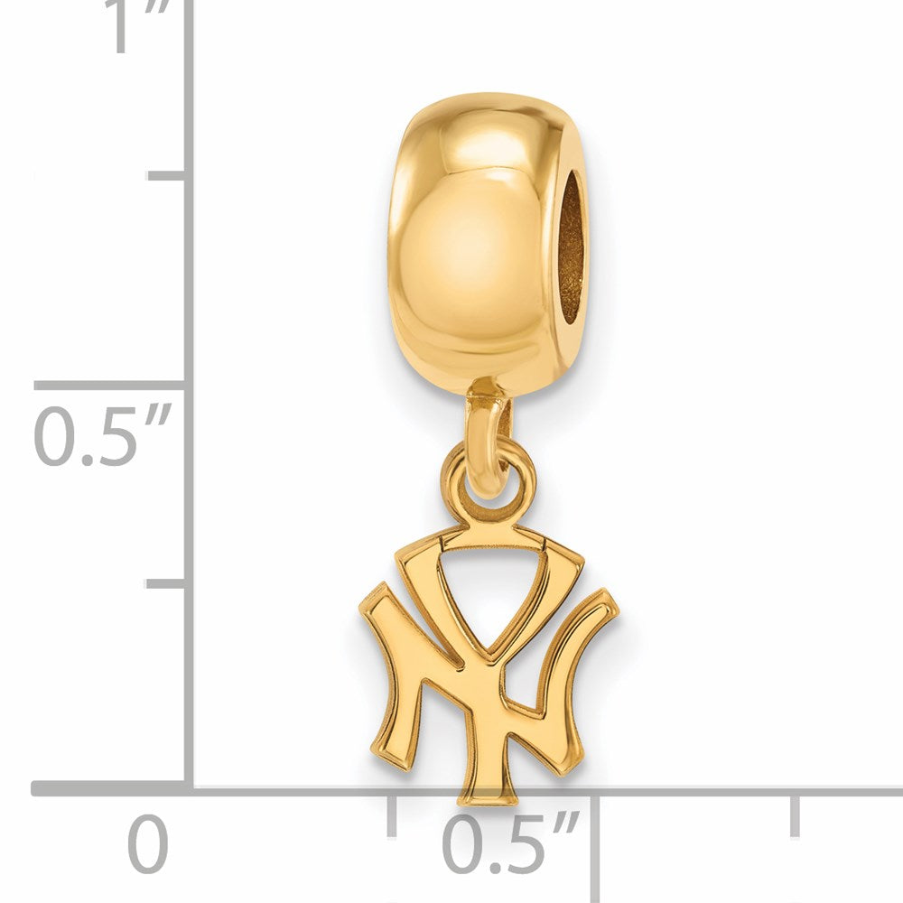 Sterling Silver Gold-plated MLB New York Yankees N-Y Extra Small Dangle Bead