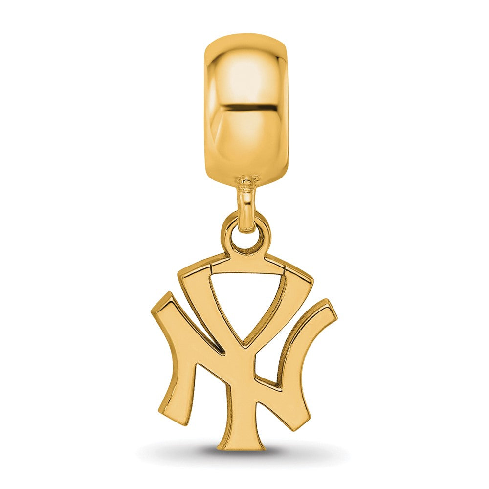 Sterling Silver Gold-plated MLB New York Yankees N-Y Small Dangle Bead