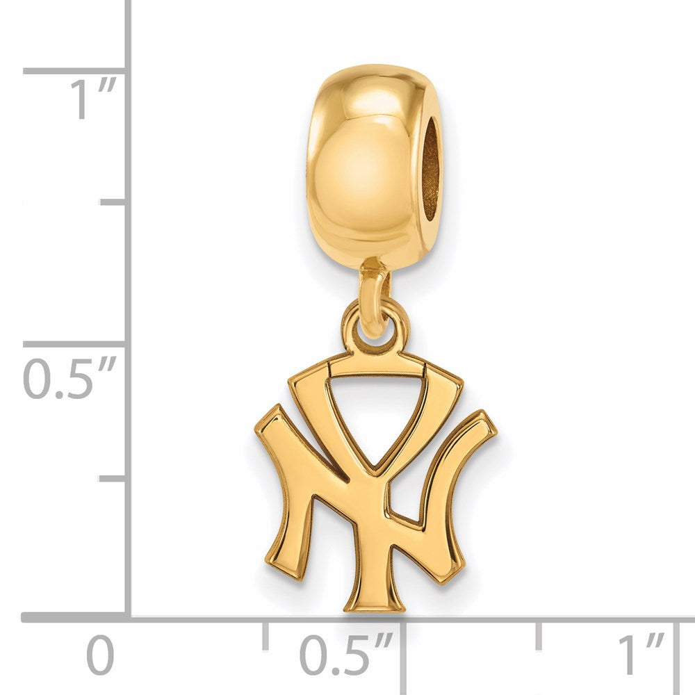 Sterling Silver Gold-plated MLB New York Yankees N-Y Small Dangle Bead