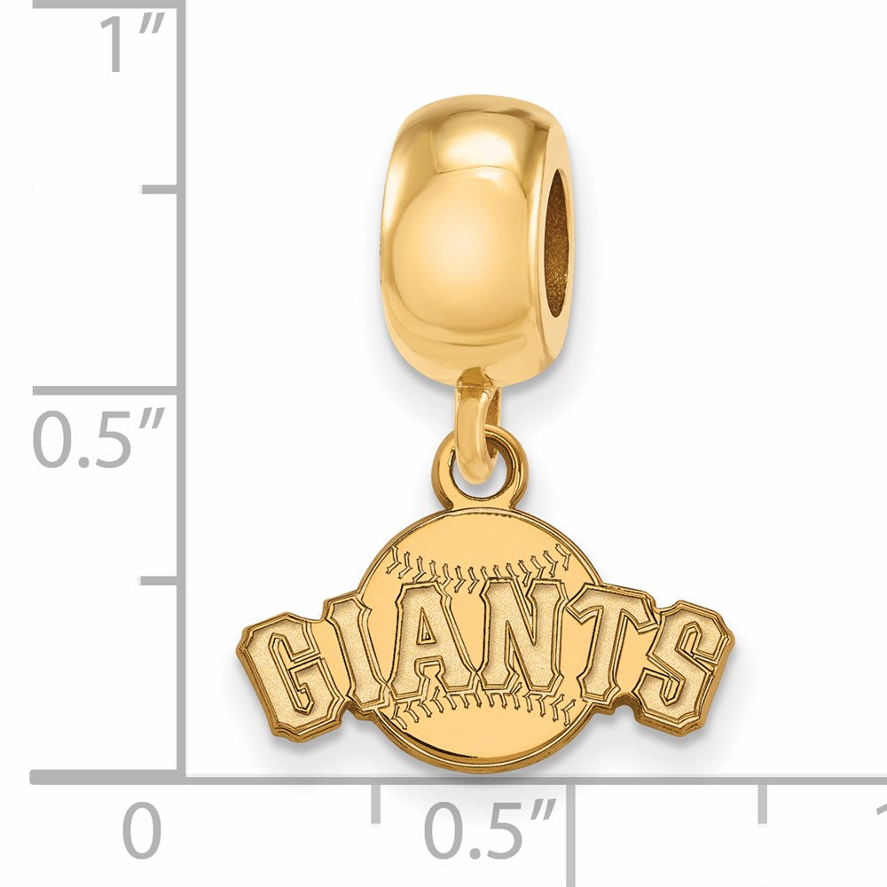 Sterling Silver Gold-plated MLB San Francisco Giants Baseball Extra Small Dangle Bead