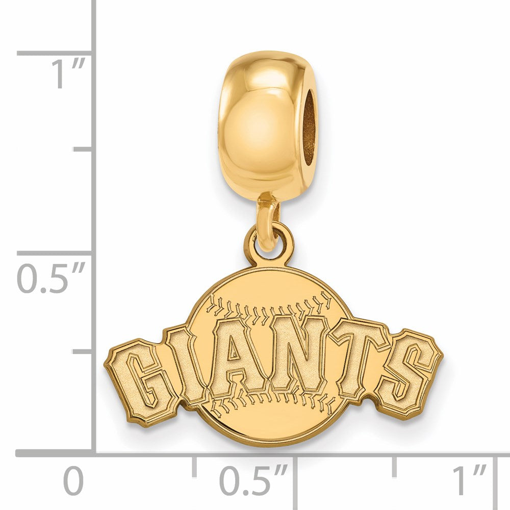 Sterling Silver Gold-plated MLB San Francisco Giants Baseball Small Dangle Bead