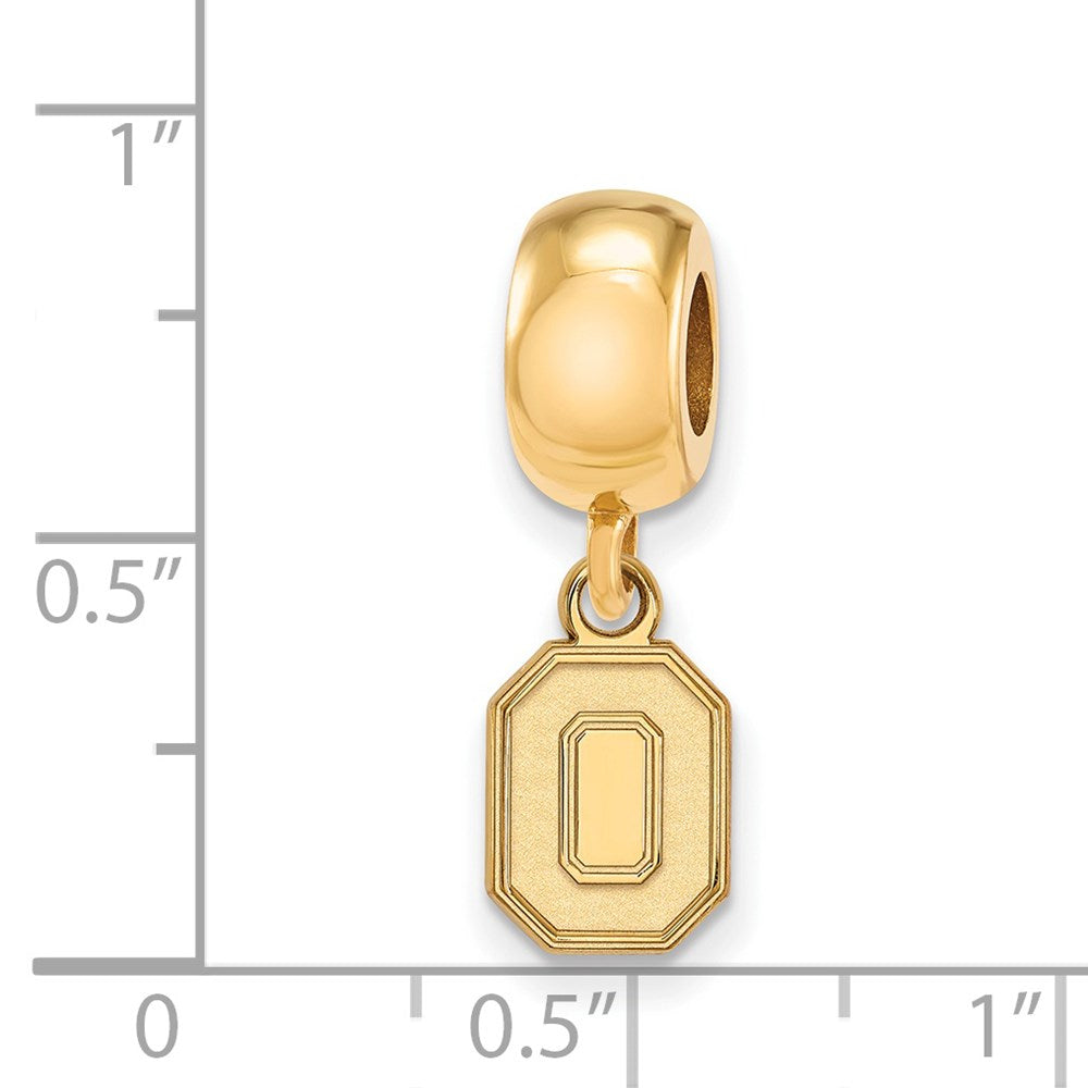 Sterling Silver Gold-plated The Ohio State University Letter O Extra Small Dangle Bead Charm