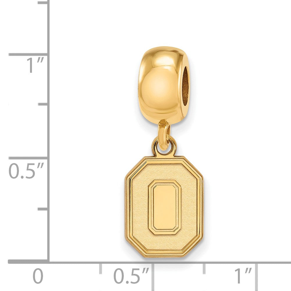 Sterling Silver Gold-plated The Ohio State University Letter O Small Dangle Bead Charm