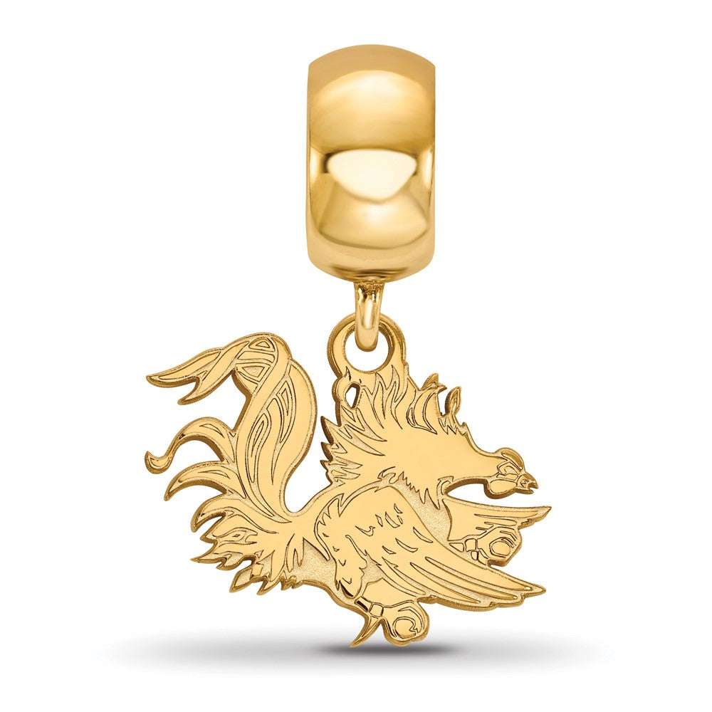 Sterling Silver Gold-plated University of South Carolina Gamecock Small Dangle Bead Charm