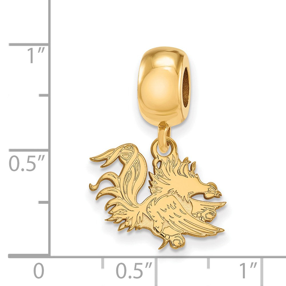 Sterling Silver Gold-plated University of South Carolina Gamecock Small Dangle Bead Charm