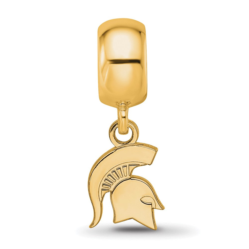 Sterling Silver Gold-plated Michigan State University Spartan Extra Small Dangle Bead Charm