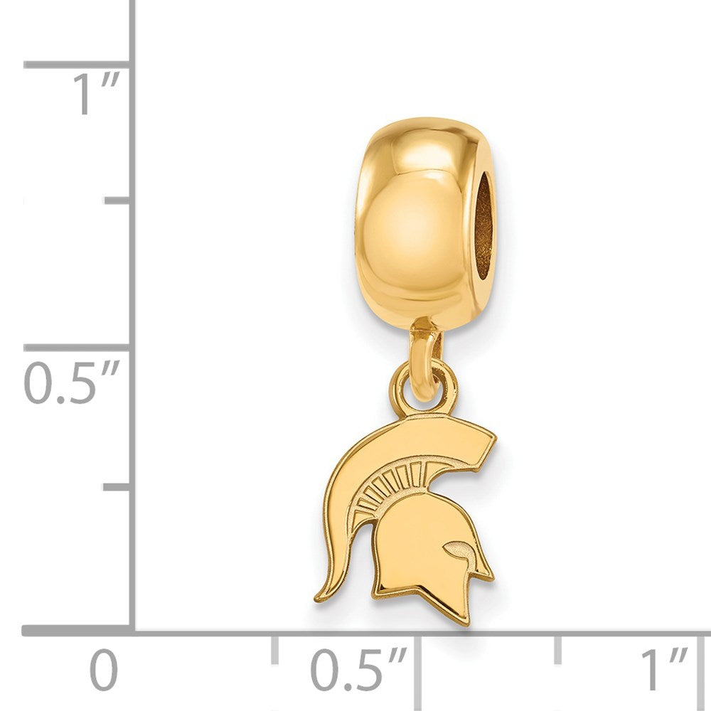 Sterling Silver Gold-plated Michigan State University Spartan Extra Small Dangle Bead Charm