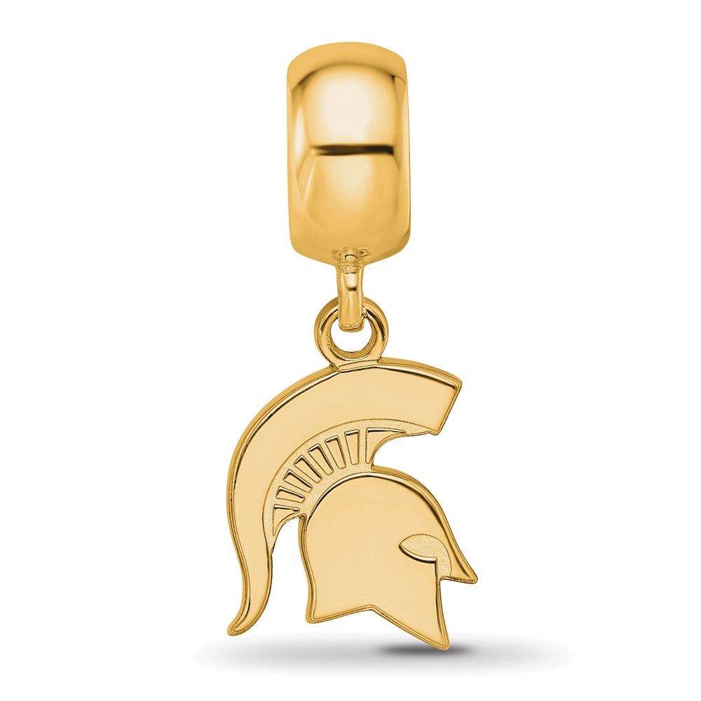 Sterling Silver Gold-plated Michigan State University Spartan Small Dangle Bead Charm