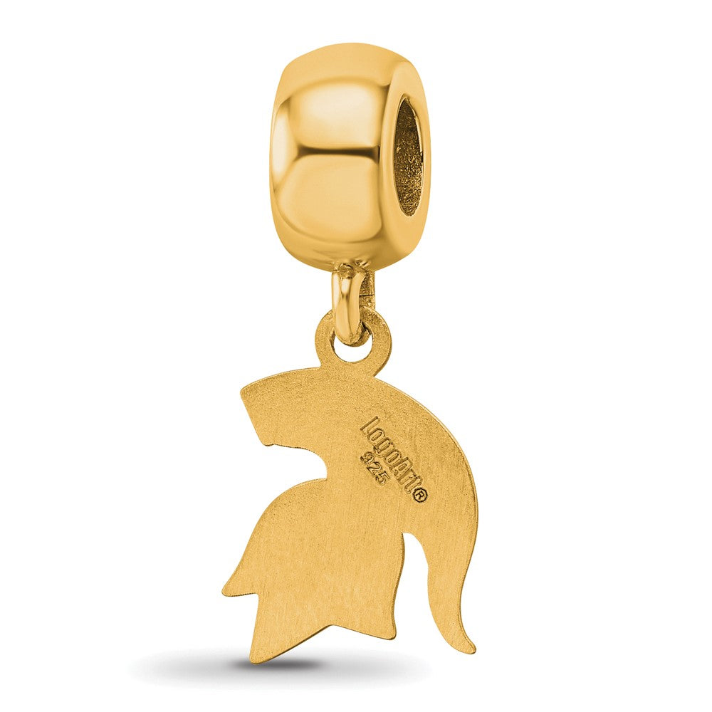 Sterling Silver Gold-plated Michigan State University Spartan Small Dangle Bead Charm