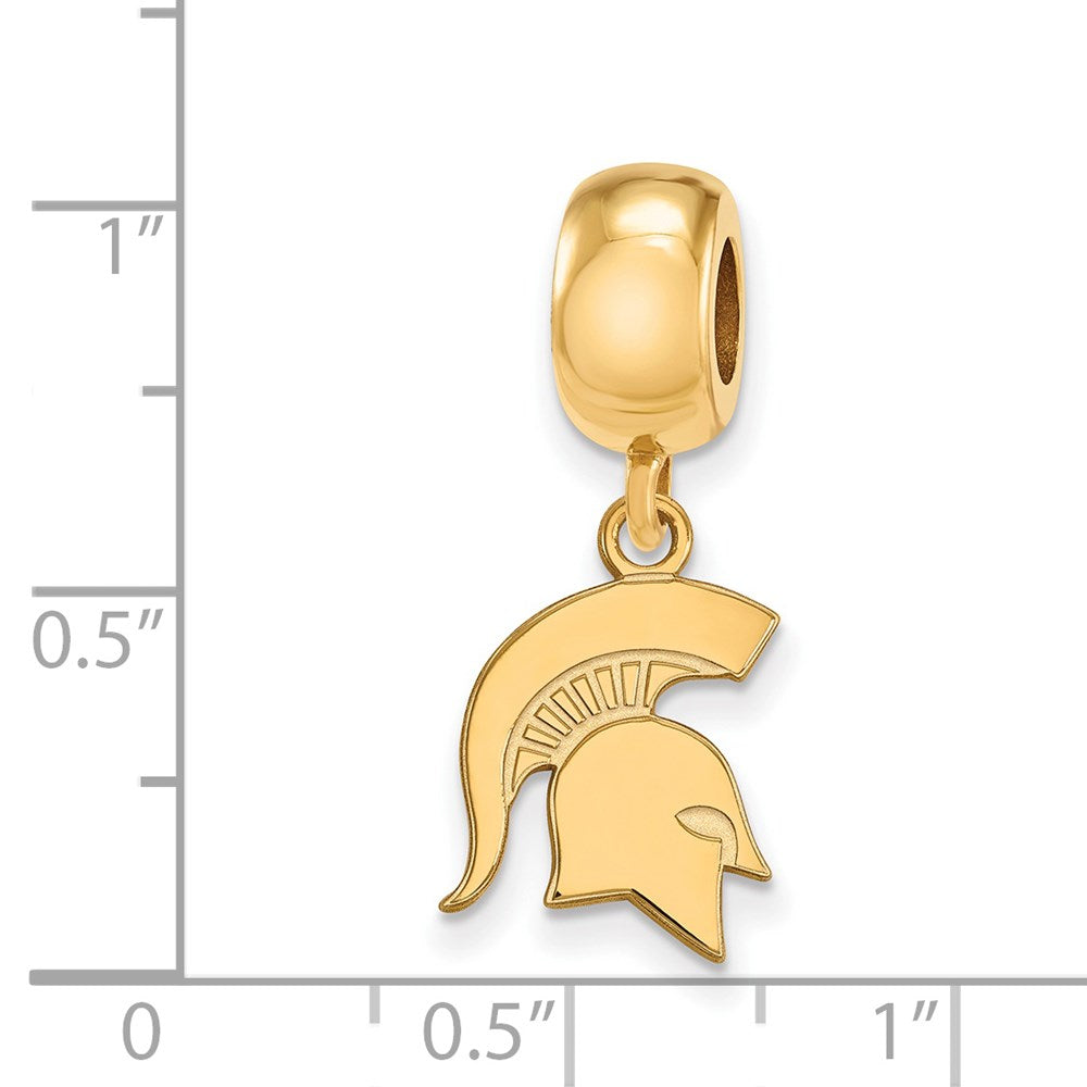 Sterling Silver Gold-plated Michigan State University Spartan Small Dangle Bead Charm