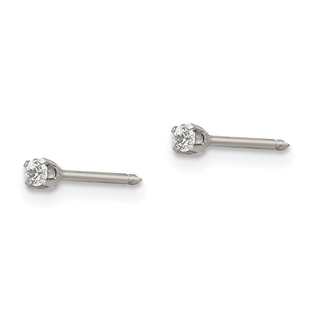 Piercing only Stainless Steel Polished 2mm CZ Post Earrings