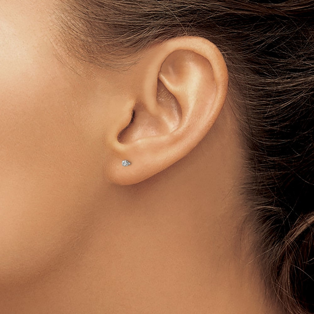 Piercing only Stainless Steel Polished 2mm CZ Post Earrings