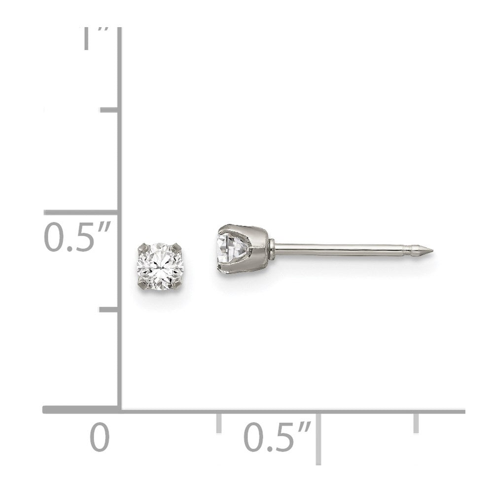 Piercing only Stainless Steel Polished 3mm CZ Post Earrings